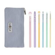 💕 enhance your eye makeup with moda posh pastel, full size 7pc delicate eye makeup brush kit with pouch! logo