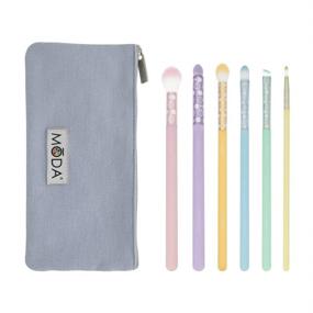 img 4 attached to 💕 Enhance Your Eye Makeup with MODA Posh Pastel, Full Size 7pc Delicate Eye Makeup Brush Kit with Pouch!