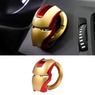 🚗 enhance your car's style with abs general motors ignition switch decorative cover - iron man mark design! perfect interior ignition accessory - golden red two-color start ring. logo