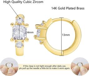 img 1 attached to Women's Small Gold Huggie Hoop Earrings, 14K Real Gold Plated CZ Cartilage Cuff Earrings for Girls - Enhanced SEO