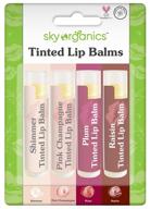 🌿 sky organics organic tinted lip balm - 4 pack in assorted colors with coconut oil, cocoa butter, vitamin e - minty lip plumper to treat dry, chapped lips - tinted lip moisturizer. made in the usa logo