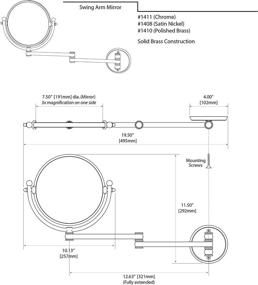 img 1 attached to Gatco 1411 Chrome Wall Mount Mirror with 14-Inch Swing Arm Extension