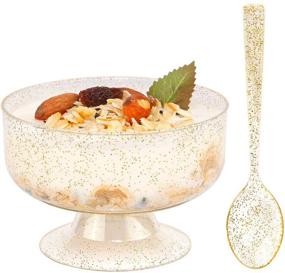 img 4 attached to 🍨 48-Pack 7oz Gold Glitter Medium Large Plastic Dessert Cups with Spoons - 48 Disposable Ice Cream Cups & 48 Gold Glitter Tasting Spoons