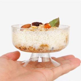 img 2 attached to 🍨 48-Pack 7oz Gold Glitter Medium Large Plastic Dessert Cups with Spoons - 48 Disposable Ice Cream Cups & 48 Gold Glitter Tasting Spoons