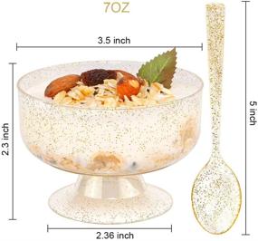 img 3 attached to 🍨 48-Pack 7oz Gold Glitter Medium Large Plastic Dessert Cups with Spoons - 48 Disposable Ice Cream Cups & 48 Gold Glitter Tasting Spoons