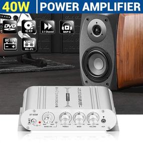 img 3 attached to 🔊 Facmogu ST-838 40В Миницифровой Hi-Fi Усилитель мощности с 2x20W, 2.1CH Усилитель сабвуфера для улучшенного стерео баса, аудиоплеер с 12V 3A адаптер питания, усилительная система для CD MP3 MP4 ПК автомобиль домашний динамик