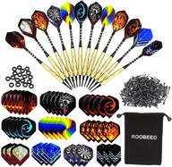 roobeeo soft tip darts: premium 12 pcs 18g plastic tip darts set with brass steel barrels, aluminum shafts, and extra accessories - perfect for electronic dart board логотип