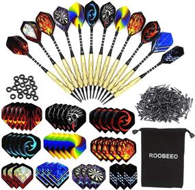 img 4 attached to ROOBEEO Soft Tip Darts: Premium 12 Pcs 18g Plastic Tip Darts Set with Brass Steel Barrels, Aluminum Shafts, and Extra Accessories - Perfect for Electronic Dart Board