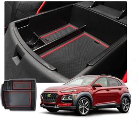 img 4 attached to 🚗 Premium Red Console Organizer Insert Tray for 2018-2022 Kona Car Center Console Armrest Box - Customized Storage Solution