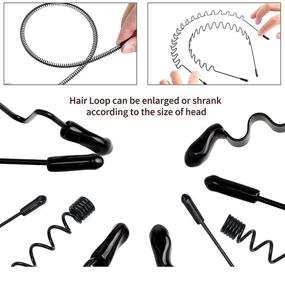 img 1 attached to 🏋️ Pack of 6 Wavy Hairband Metal Headbands with Elastic, Non-Slip Spring Hair Hoop, Suitable for Men and Women, Black Sports Headbands