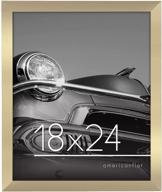 gold americanflat 18x24 poster frame with polished plexiglass - horizontal & vertical formats, incl. hanging hardware logo