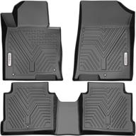 🚗 yitamotor custom fit floor mats for optima & sonata, all weather protection, black - compatible with 2016-2020 kia optima, 2015-2019 hyundai sonata, 1st & 2nd row floor liners logo