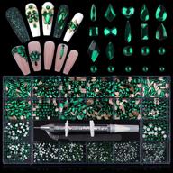 💎 ebanku 3100pcs nail rhinestones kit: green crystal gems for professional nail art - mixed shape ab rhinestones with rhinestone picker, dotting pen, and tweezers logo