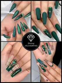 img 2 attached to 💎 EBANKU 3100Pcs Nail Rhinestones Kit: Green Crystal Gems for Professional Nail Art - Mixed Shape AB Rhinestones with Rhinestone Picker, Dotting Pen, and Tweezers