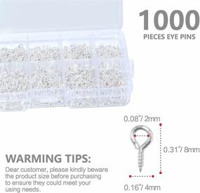 img 3 attached to Pack of 1000 Silver Small Screw Eye Pins for Jewelry Making and DIY Crafts - 4 × 8mm Size