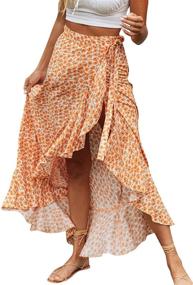 img 4 attached to 🌸 Stunning Boho Floral Wrap Maxi Skirt: Elegant High Waist and Chic Slit Design for Women by BerryGo