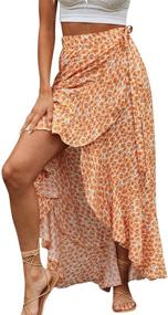 img 1 attached to 🌸 Stunning Boho Floral Wrap Maxi Skirt: Elegant High Waist and Chic Slit Design for Women by BerryGo