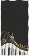 🎹 naanle fashion piano keys and musical notes print soft highly absorbent large decorative hand towels - multipurpose for bathroom, hotel, gym, and spa (16" x 30", black and white) logo