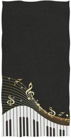 img 3 attached to 🎹 Naanle Fashion Piano Keys and Musical Notes Print Soft Highly Absorbent Large Decorative Hand Towels - Multipurpose for Bathroom, Hotel, Gym, and Spa (16" x 30", Black and White)