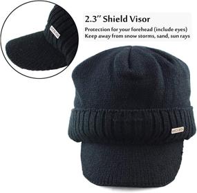 img 1 attached to 🧣 Warm Winter Beanie with Visor, Earflaps, and Scarf Set for Men - Outdoor Fleece Hat