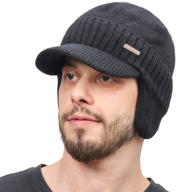 🧣 warm winter beanie with visor, earflaps, and scarf set for men - outdoor fleece hat logo