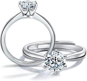 img 4 attached to 💍 EVITA PERONI Sterling Silver Open Ring with Moissanite Simulated Diamond - Ideal Wedding Gift for Women