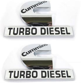 img 2 attached to 🏎️ Set of 2x Cummins Turbo Emblem Badges High Output 2500 3500 Fender – Glossy Chrome, 4.5x2.9 Inches Replacement