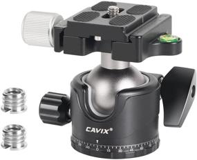 img 4 attached to 📷 Cavix Metal Ball Head with Bubble Level – Low Profile, Panoramic Tripod Head for DSLR Camera, Monopods, and Camcorders – Supports up to 33lbs/15kg