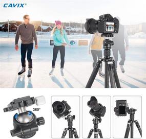 img 2 attached to 📷 Cavix Metal Ball Head with Bubble Level – Low Profile, Panoramic Tripod Head for DSLR Camera, Monopods, and Camcorders – Supports up to 33lbs/15kg
