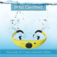 🏊 ipx8 водонепроницаемый mp3 плеер на 8 гб: плавайте с bluetooth fm, приложением и воспроизведением 6-8 часов - желтый логотип