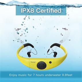 img 4 attached to 🏊 IPX8 Водонепроницаемый MP3 плеер на 8 ГБ: плавайте с Bluetooth FM, приложением и воспроизведением 6-8 часов - Желтый