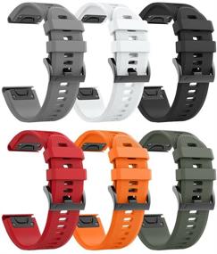 img 4 attached to Notocity Compatible Fenix 5 Band 22Mm Width Soft Silicone Watch Strap For Fenix 5/Fenix 5 Plus/Fenix 6/Fenix 6 Pro/Forerunner 935/Forerunner 945/Approach S60/Quatix 5(6PCS Pack)
