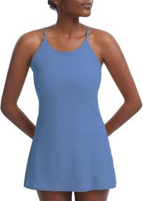 img 4 attached to 👗 Stylish Women's Workout Dress with Built-in Bra, Sleeveless Design and Shorts Pocket - Ideal for Golf, Sportswear, Tennis & More