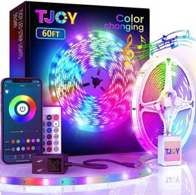 img 4 attached to Vibrant 60ft Bluetooth LED Strip Lights with Music Sync, RGB Color Changing, Remote & APP Control - Perfect for Bedroom or Ceiling DIY!