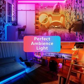 img 3 attached to Vibrant 60ft Bluetooth LED Strip Lights with Music Sync, RGB Color Changing, Remote & APP Control - Perfect for Bedroom or Ceiling DIY!