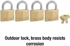 img 2 attached to 🔒 4 Pack of Master Lock 140Q Solid Brass Padlocks with Keyed Alike Feature, in Brass Finish