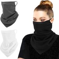 moko scarf mask bandana with ear loops 3 pack, neck gaiter balaclava for dust, uv sun protection, and outdoor face mask for women and men logo