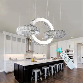 img 1 attached to 💡 Dimmable Chandelier Light with Remote Control - LED Pendant Lighting for Kitchen Island and Dining Room - Crystal Chandelier Illumination