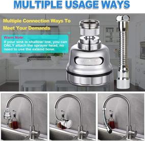 img 1 attached to 💦 360° Rotatable Sink Faucet Sprayer Attachment - Movable Kitchen Tap Head, Anti-Splash Sink Sprayer Faucet Nozzle Head, Water-Saving Aerator, Adjustable 3 Modes Kitchen Faucet Head (Chrome)