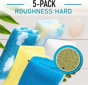 img 3 attached to 5pc Extra Hard Exfoliating Skin &amp; Body Coarse Wash Cloths - Nylon Body Tough Scrub Back Scrubber Towel - Rough Weave Bath Cloth for Body Beauty - Exfoliating Washcloth Towels for Women and Men by Hula Home