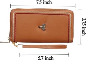 img 1 attached to 👛 GOSTWO Women's Brown Genuine Leather RFID Blocking Clutch Wallet: Large Capacity Zip-Around Wristlet