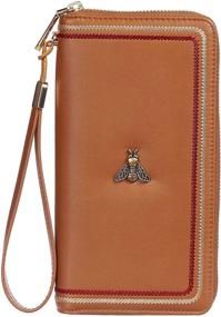 img 2 attached to 👛 GOSTWO Women's Brown Genuine Leather RFID Blocking Clutch Wallet: Large Capacity Zip-Around Wristlet