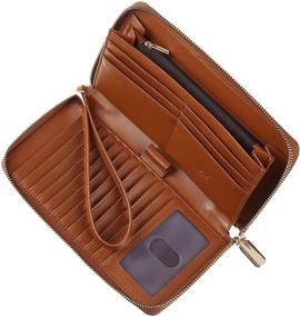 img 4 attached to 👛 GOSTWO Women's Brown Genuine Leather RFID Blocking Clutch Wallet: Large Capacity Zip-Around Wristlet