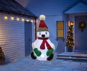 img 3 attached to 🐻 XINGXIN 3FT Illuminated Folding Christmas Plush Polar Bear with 45LEDs - Perfect for Indoor/Outdoor Courtyard Holiday Party Decorations - Plug-in Power Supply