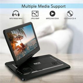 img 3 attached to 📀 Pyle 17.9-inch Portable DVD Player with 15-inch Swivel Adjustable Display Screen, USB/SD Card Readers, Long-lasting Built-in Rechargeable Battery, Stereo Sound, Remote Control (PDV156BK) - Black