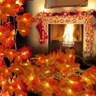 🍁 enhance your thanksgiving decor with ovv 4 pack 40ft/80 led light maple leaves garland string lights and pumpkin indoor outdoor decor - autumn harvest party festival thanksgiving decor (yellow) логотип