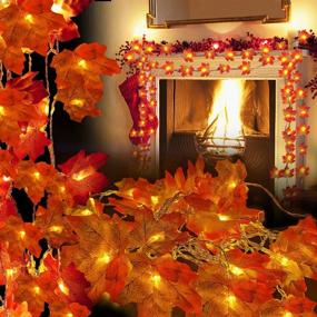 img 4 attached to 🍁 Enhance Your Thanksgiving Decor with OVV 4 Pack 40Ft/80 LED Light Maple Leaves Garland String Lights and Pumpkin Indoor Outdoor Decor - Autumn Harvest Party Festival Thanksgiving Decor (Yellow)