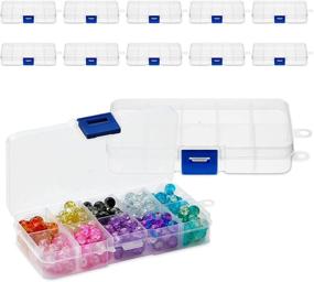 img 4 attached to 📦 Versatile 12 Pack Small Storage Boxes: Ideal Mini Tackle Box Containers for Beads, Buttons, Jewelry (10 Grid, 2.5 x 5 inch)