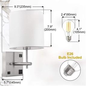 img 3 attached to 🔌 AVV Wall Sconce Lighting with USB Port and AC Outlet - White Fabric Shade, Bedroom, Living Room, and Hotel Wall Lamp Light, Bulb Included, Hardwire