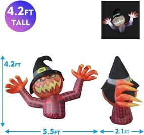 img 2 attached to GOOSH 4.2 FT Halloween Inflatables Pumpkin Ghost with Witch Wizard Hat – Blow Up Yard Decoration with LED Lights for Indoor/Outdoor Holiday, Party, Yard, and Garden Clearance